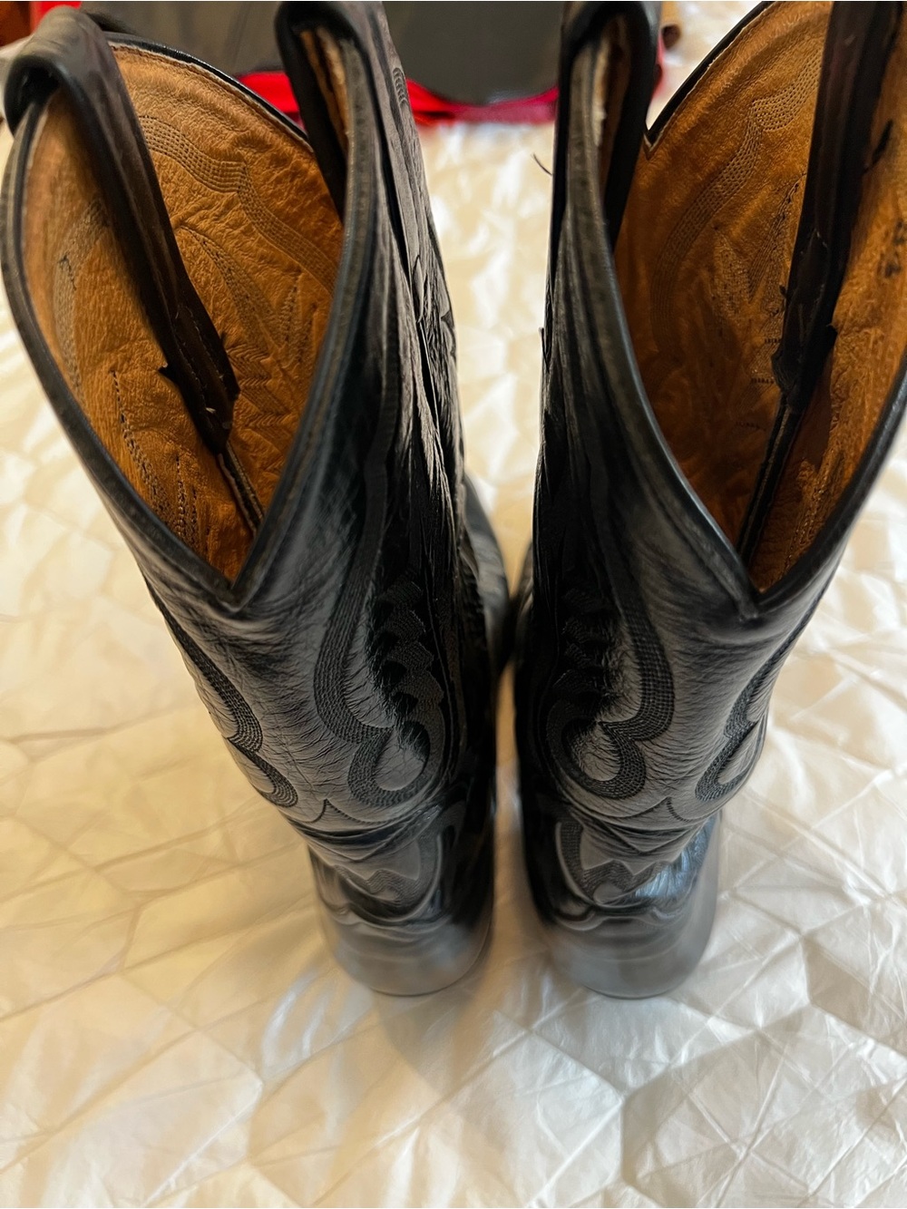 Tony Lama Black Leather Men’s Cowboy Boots 9.5 D - Picture 2 of 7
